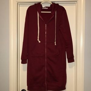 Extra long red jacket